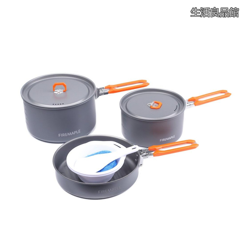 【送料無料】FEAST 3 アウトドア クッカーセット 7点セット アルミニウム製 キャンプポット フライパン 軽量 コンパクト 折りたたみ式 クッカー アウトドア鍋 蓋付き 登山 調理器具 収納袋付き｜生活良品館