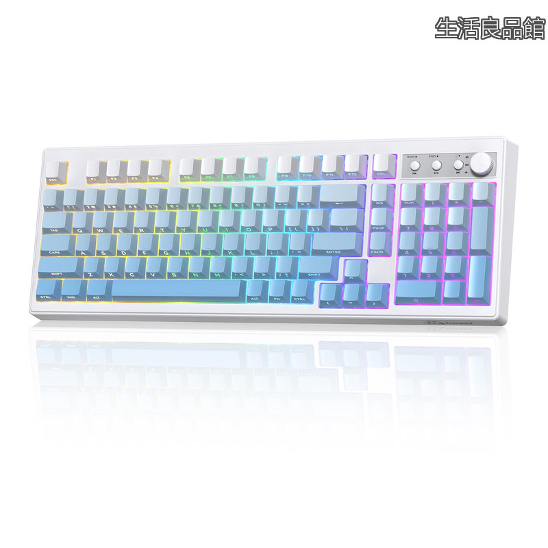 【貨物輸送無料】無線電話 鍵盤  三流行り物 Bluetooth 5.0/2.4G/USB-C  PBT グラデーション 横ずっぽう目じるし 足懸かり旗がしら  ノッブ付き添い人  26足懸かり ロールオーバー  RGB うしろ側点火装置  Mac Windows 相応う 科学技術標準尺度其れ相応証拠だてる電話番号：219-259710（青色）