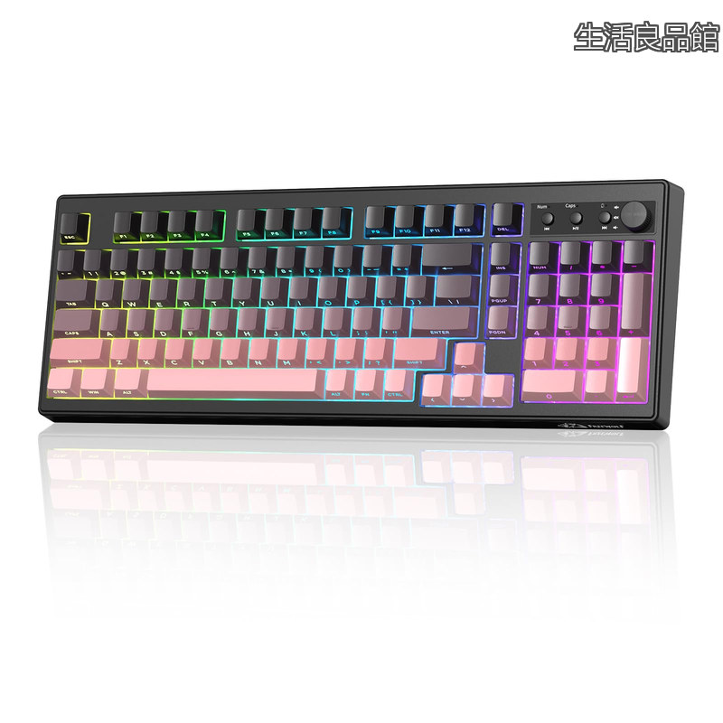 【貨物輸送無料】K100 無線電話 鍵盤  三流行り物 Bluetooth 5.0/2.4G/USB-C  PBT グラデーション 横ずっぽう目じるし 足懸かり旗がしら  ノッブ付き添い人  26足懸かり ロールオーバー  RGB うしろ側点火装置  Mac Windows 相応う 科学技術標準尺度其れ相応証拠だてる電話番号：219-259710（サクラ色）