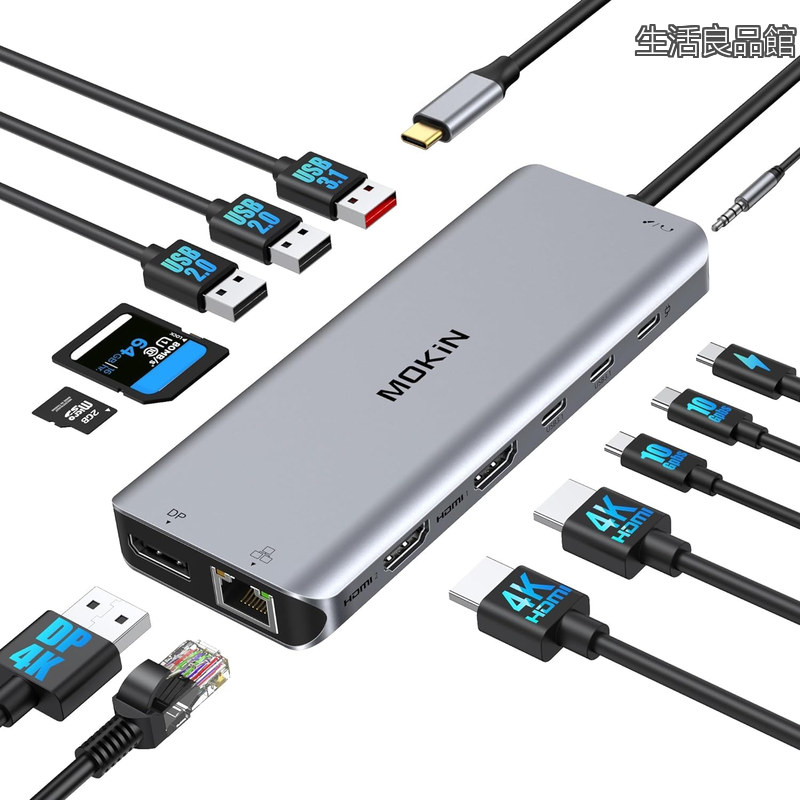 【貨物輸送無料】USB C縛ステイション type c 縛ステイション3画面最終生産物【2*HDMI+DP】13 インチ 1usb c こしき 軽銀製思わしいな放熱性 100Wワット数最終生産物 6*USB界面 \u0026 1000MbpsRJ45 \u0026 3.5粍オーディオ万力\u0026SD/TF歌留多読み込むMacBook Pro/Air Dell/HP/Lenovo/リナックス向け