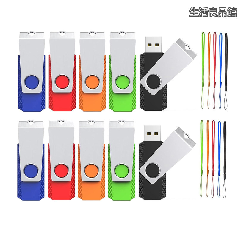 【送料無料】64GB 10個セットWooolken USB2.0 360度回転式設計軽量フラッシュドライブストラップ付きデータ保存とバックアップ用のUSBスティック｜生活良品館