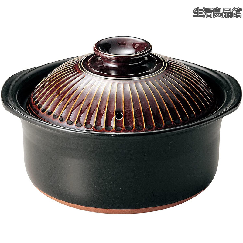【送料無料】菊花 ごはん土鍋 萬古焼 (3合 炊き/飴/二重蓋) 「 土鍋 ご飯 ごはん 鍋 炊飯 銀峯 炊飯鍋 」｜生活良品館