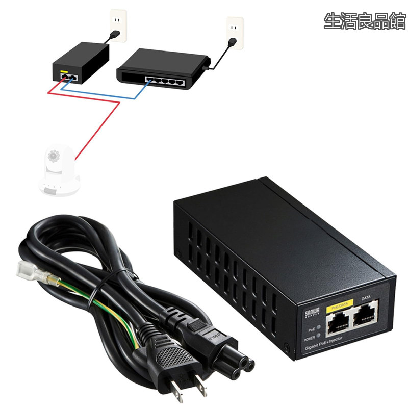 【送料無料】サンワサプライ アウトレット PoEインジェクター PoE給電 アダプタ ギガビット対応 最大30W IEEE802.3af/at 壁掛け 電源ユニット LAN-GIHINJ2|生活良品館