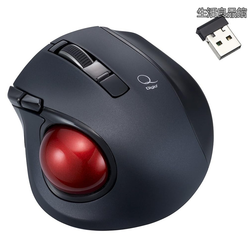 【貨物輸送無料】ナカバヤシ 小型無線電話静音5名取り草 レーザ式おや指トラックボール／黒いこと MUS-TRLF224BK