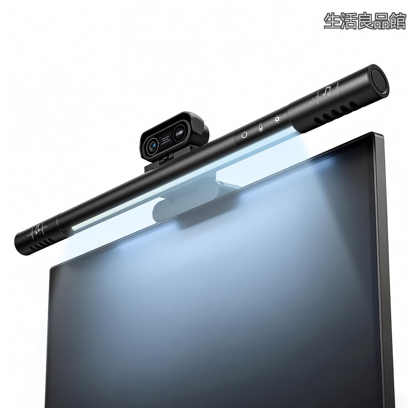 【送料無料】【4-in-1多機能】 K3 Webカメラ 4K ノイズキャンセリングマイク スピーカー ライトバー一体型 ウェブカメラ 広角 物理プライバシーカバー AI低照度補正 360°回転 USB給電|生活良品館