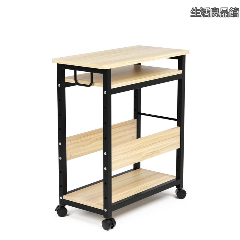【送料無料】パソコンワゴン pcラック キャスター付き cpuワゴン 3段 取っ手付き 棚板高さ調節可能 幅60 奥行き30 高さ70cm ナチュラル｜生活良品館