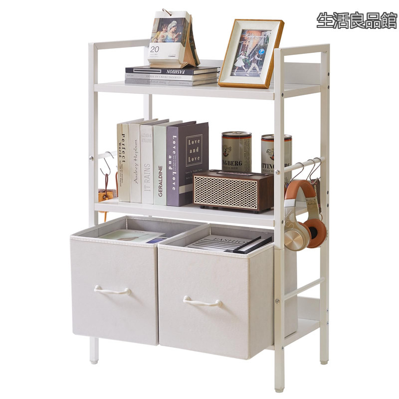 【送料無料】本棚 低い 収納ラック おしゃれ シェルフ 棚 幅60 奥行30 高さ90cm リビング収納 グッズ棚 植物棚 引き出しとフック付き 木製 耐荷重125kg 鉄製フレーム｜生活良品館 7,235円