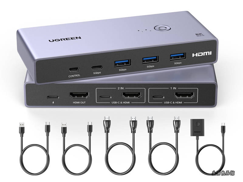 【貨物輸送無料】8K@60サイクル HDMI KVMうつり変わり器 2インプット1最終生産物 マイコン2台をUSB 3.0界面x3 ＆ USb-C界面x1 と管する1台分かち合う KVM取り替えっこ 3D/CEC/HDRに相応う 手元取り替えっこ \u0026 USB有線テレビ2本 \u0026 HDMI有線テレビ2本付き添い人