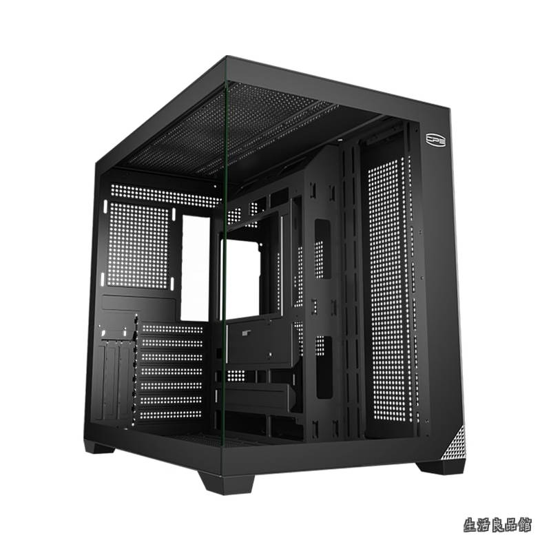 【送料無料】CPS C3 T700 PCケース、デュアルチャンバーミドルタワーATXケース、高エアフロー設計、BTFマザーボード対応、強化ガラスフロント&サイドパネル、ブラック(ファン別売)|生活良品館