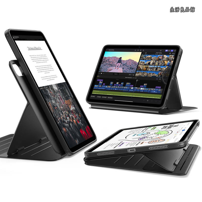 【貨物輸送無料】iPad Air 11in 容れもの M4/M3/M2（2026/2025/2024）iPad Air 第5/4時人（2022/2020）相応う 着脱式磁石 分け隔てる式 単体当て嵌める能力のある 縦横相応う 9度合い合わせる照明ランプ 自動小銃休止状態/ウェイク Pencil Pro/USB-C相応う Shift続きもの 黒いこと