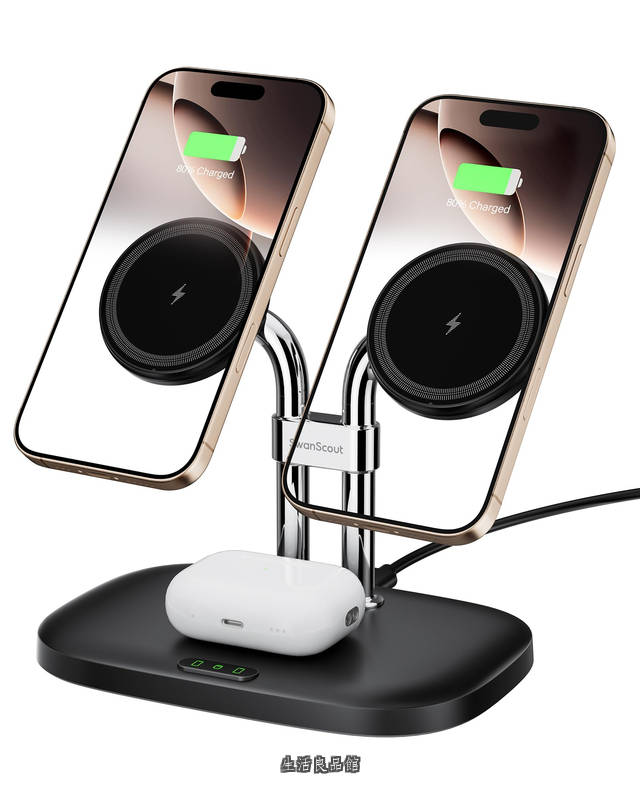 【貨物輸送無料】17/16相応う 無線電話申し受ける器 2台、マグセーフ iphone 申し受ける照明ランプ 2台等しく、磁石式 置くだけ、iPhone 17/16/15/14/13/12つづき物相応う、AirPods Pro 3/4/Pro 2/Pro/3相応う、SwanScout 706M