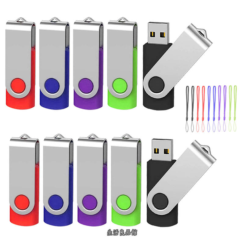 【送料無料】USBメモリ 32GB 10個セット フラッシュメモリー USB2.0 フラッシュドライブ 360&deg; 回転式 5色 (32G 5色)｜生活良品館