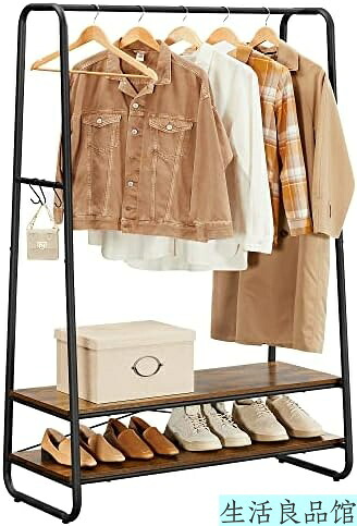 【送料無料】ハンガーラック 幅100cm 奥行45cm 高さ160cm コートハンガー 洋服掛け 室内物干し 衣類収納 おしゃれ ヴィンテージ風 木製 アイアン 頑丈 耐荷重160kg 組立簡単 北欧風 シンプル マルチラック｜生活良品館