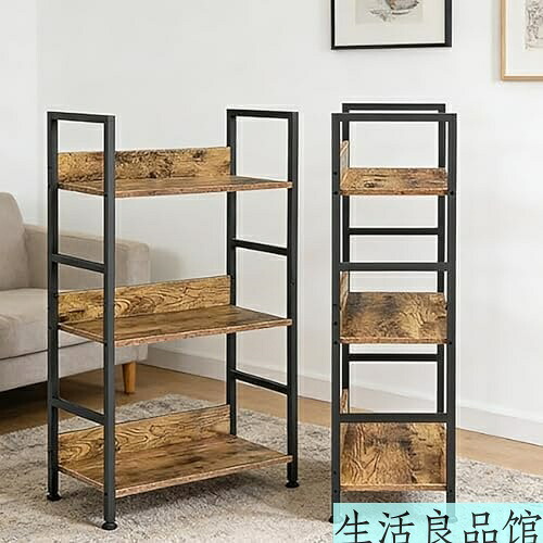 【送料無料】木製 オープンシェルフ 3段 幅60×奥行30×高さ100cm 収納ラック スチールフレーム 背面ボード付き 頑丈 耐荷重 おしゃれ 本棚 ブックシェルフ リビング キッチン オフィス 組立簡単 防水 防錆|生活良品館