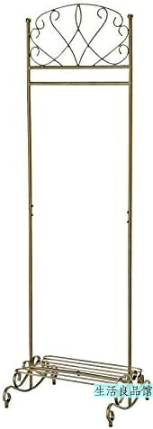 【送料無料】宮武製作所 ハンガーラック 幅51&times;奥行き45&times;高さ170.5cm アンティークゴールド 棚付き カバン収納 靴置き 曲線デザイン 洗練 おしゃれ 組立式｜生活良品館