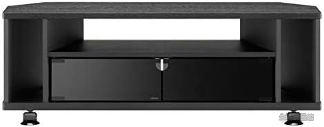 【送料無料】テレビ台 幅98cm ～43型対応 強化ガラス扉 飛散防止フィルム キャスター付き ブラック おしゃれ 収納棚付き 組み立て簡単｜生活良品館