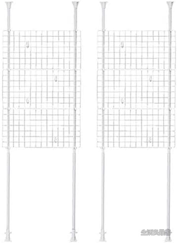 【送料無料】伸縮間仕切り 70cm ホワイト 2台セット 突っ張り式 高さ200-270cm調整 耐荷重10kg パネル仕切り 簡易壁 部屋の仕切り 収納棚 フック付き 耐震 組立簡単｜生活良品館