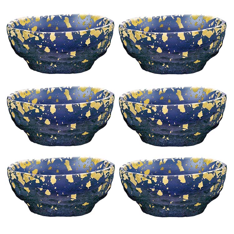 東洋佐々木ガラス 小皿 金箔鉢 日本製 紺碧 約φ7.0×3.0cm 43250G-SHB 6個入 43250G-SHB