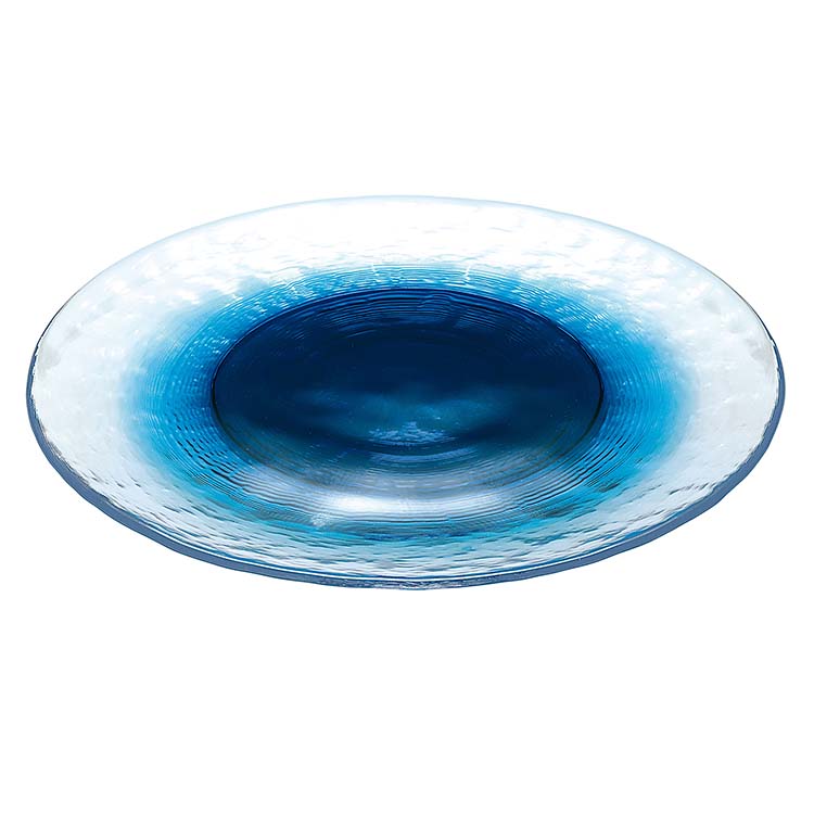 【ケース販売】 東洋佐々木ガラス プレート ＦＵＴＡＥ ふたえ ブルー 約φ24×1.4cm 46068WSHB 18個入 業務用