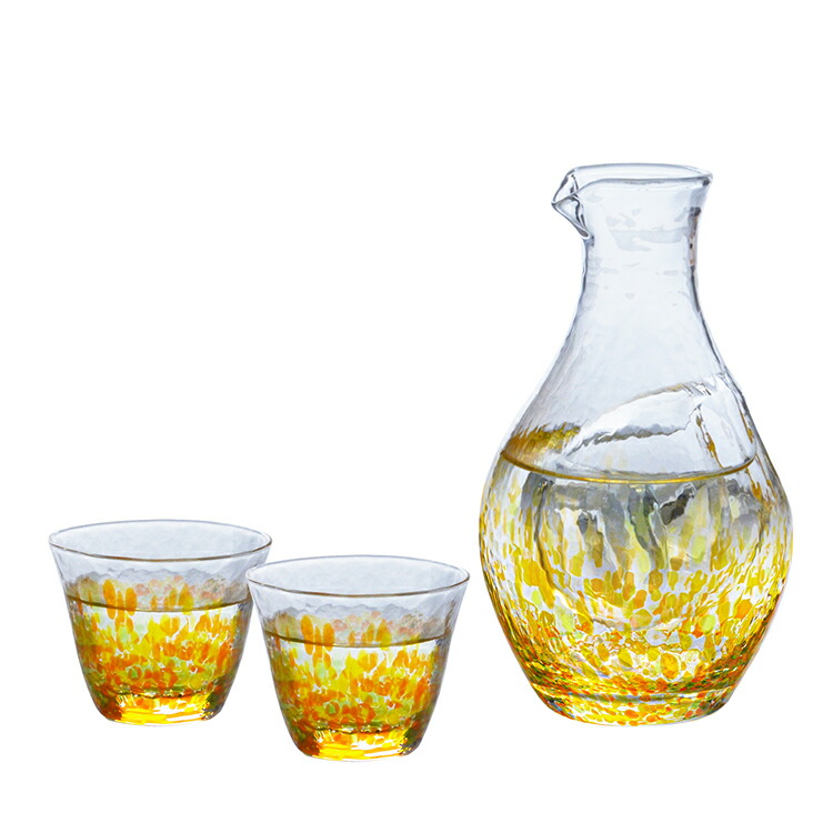 東洋佐々木ガラス 冷酒セット 水の彩 陽の彩 日本製 ケース販売 オレンジ カラフェ 300ml 杯 80ml G605 Md03 3点セット 8個入 日本酒 おちょこ 酒杯 冷酒 ビール ガラス 父の日 Natural Gaz Org