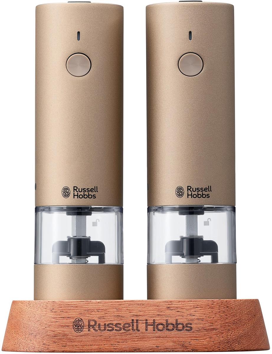 ラッセルホブス 充電式ミル ソルト&ペッパー 岩塩 胡椒 スパイス 粗さ調節可能 ミニ ブラウンゴールド 7942JP-BG|生活雑貨 めも