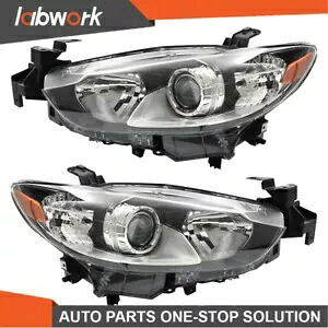 Labwork ヘッドライト 2014-2017 マツダ 6 ハロゲンブラックハウジング右 + 左側 Labwork Headlights For 2014-2017 Mazda 6 Halogen Black Housing Right+Left Side 【並行輸入品】