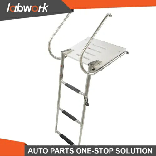 Labwork 伸縮式ボートはしご ステンレス鋼 3 ステップ プラットフォーム 2 手すり付き Labwork Telescoping Boat Ladder Stainless Steel 3 Step With Platform 2 Handrails 【並行輸入品】