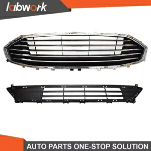 Labwork フロントアッパー&ロワーバンパーグリル 2019-2020 フォード フュージョン ファクトリー クローム Labwork Front Upper&Lower Bumper Grille For 2019-2020 Ford Fusion Factory Chrome 【並行輸入品】
