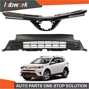Labwork 2 個フロントアッパー & 下部グリル 2016-2018 トヨタ RAV4 テクスチャードブラック Labwork 2PCS Front Upper&Lower Grille For 2016-2018 Toyota RAV4 Textured Black 【並行輸入品】