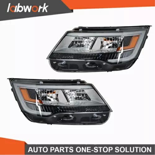 Labwork ヘッドライト 2016-18 フォード エクスプローラー ハロゲン LED DRL クローム右 + 左付き Labwork Headlights For 2016-18 Ford Explorer Halogen w/LED DRL Chrome Right+Left 【並行輸入品】