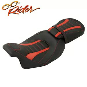 C.C. RIDER 運転席 助手席 ハーレーツーリングモデル 09-23 ブラック+レッドに適合 C.C. RIDER Driver Passenger Seat Fit For Harley Touring Models 09-23 Black+Red 【並行輸入品】