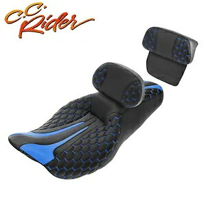 C.C. RIDER 運転席助手席 & バックレストパッド ハーレー FLH/FLT 14-23 に適合 C.C. RIDER Driver Passenger Seat & Backrest Pad Fit For Harley FLH/FLT 14-23 【並行輸入品】