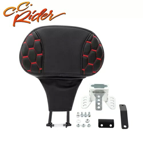 C.C. RIDER ドライバー バックレスト レッド ステッチ ハーレー エレクトラ ロード グライド 09-23 に適合 C.C. RIDER Driver Backrest Red Stitching Fit For Harley Electra Road Glide 09-23 【並行輸入品】