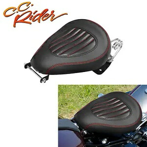 C.C. RIDER ドライバーソロシート ハーレーダイナ FXD FLD 07-17 レッドステッチに適合 C.C. RIDER Driver Solo Seat Fit For Harley Dyna FXD FLD 07-17 Red Stitching 【並行輸入品】