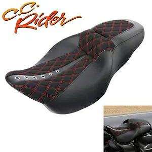 C.C. RIDER 運転席 & 助手席 ハーレーロードグライド 09-23 レッドステッチに適合 C.C. RIDER Driver & Passenger Seat Fit For Harley Road Glide 09-23 Red Stitching 【並行輸入品】