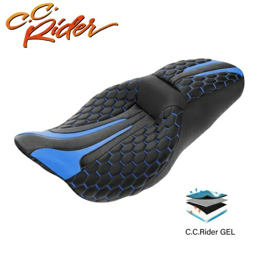 C.C. RIDER 運転席 & 助手席ジェルシート ハーレーツーリング FLHT/FLHX 09-23 に適合 C.C. RIDER Driver & Passenger Gel Seat Fit For Harley Touring FLHT/FLHX 09-23 【並行輸入品】