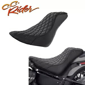 C.C. RIDER ソロ ドライバー シート ブラック ステッチ ハーレー ソフテイル FLHC FLHCS 18-Up に適合 C.C. RIDER Solo Driver Seat Black Stitch Fit For Harley Softail FLHC FLHCS 18-Up 【並行輸入品】