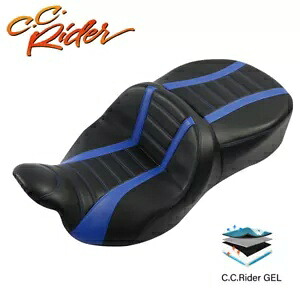 C.C. RIDER 運転席 & 助手席ピリオンジェルシート ハーレーロードキング 2009-23 に適合 C.C. RIDER Driver & Passenger Pillion Gel Seat Fit For Harley Road King 2009-23 【並行輸入品】