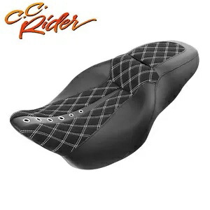C.C. RIDER 運転席 助手席 ホワイト ステッチ ハーレー ロード グライド 09-23 に適合 C.C. RIDER Driver Passenger Seat White Stitching Fit For Harley Road Glide 09-23 【並行輸入品】
