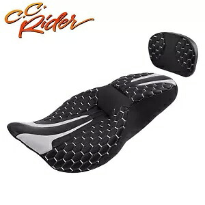 C.C. RIDER 運転席 助手席 レスト付き ハーレー ツーリング 2009-2023 用 C.C. RIDER Driver Passenger Seat w/ Rest Fit For Harley Touring 2009-2023 【並行輸入品】