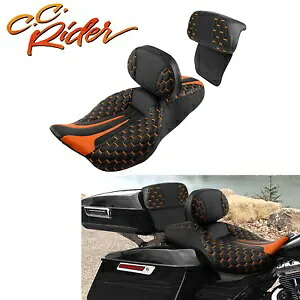 C.C. RIDER 運転席助手席 + バックレストパッド ハーレーツーリング 2014-2023 に適合 C.C. RIDER Driver Passenger Seat + Backrest Pad Fit For Harley Touring 2014-2023 【並行輸入品】
