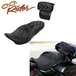 C.C.ライダー運転席背もたれパッドハーレーロードグライド 14-23 に適合 C.C. RIDER Driver Passenger Seat Backrest Pad Fit For Harley Road Glide 14-23 【並行輸入品】