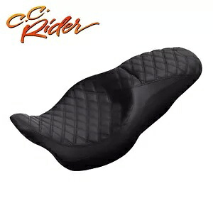 C.C. RIDER ブラック 2 アップ ドライバー + 助手席 ハーレー ツーリング 2009-2023 に適合 C.C. RIDER Black 2-Up Driver +Passenger Seat Fit For Harley Touring 2009-2023 【並行輸入品】