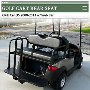 ブラック 折りたたみ式リアフリップシートキット グラブバー付き ゴルフカート クラブカー DS 2000-2013用 Black Folding Rear Flip Seat Kit w/Grab Bar for Golf Cart Club Car DS 2000-2013 【並行輸入品】