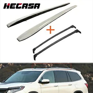 4 個 2016-2022 ホンダパイロットルーフラックシルバーサイドレールバー + ブラッククロスバー 4Pcs For 2016-2022 Honda Pilot Roof Rack Silver Side Rails Bars+ Black Cross Bar 【並行輸入品】