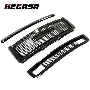 フロントアッパー & 下部グリル & フードモールディング グロス BLK シエラ 1500 ピックアップ 07-13 Front Upper & Lower Grille & Hood Molding Gloss Blk For Sierra 1500 Pickup 07-13 【並行輸入品】