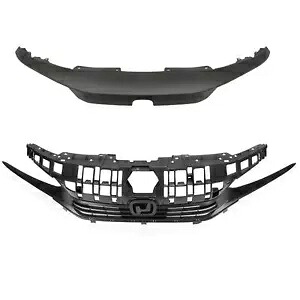 フロントバンパーアッパーグリル トリム付き ホンダ シビックセダン 22-24 タイプ R スタイル ABS に適合 Front Bumper Upper Grille w/ Trim Fits Honda Civic Sedan 22-24 Type R Style ABS 【並行輸入品】
