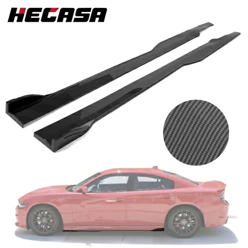 15-23 ダッジチャージャー SRT ワンピースカーボンファイバールックサイドスカートロッカーパネル用 For 15-23 Dodge Charger SRT One-Piece Carbon Fiber Look Side Skirt Rocker Panels 【並行輸入品】
