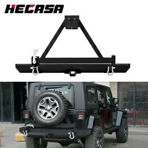 テクスチャードリアバンパー タイヤキャリア&Dリング付き 1987-2006 Jeep Wrangler TJ YJ用 Textured Rear Bumper w/ Tire Carrier & D-Rings for 1987-2006 Jeep Wrangler TJ YJ 【並行輸入品】