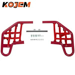 KOJEM レッドアルミニウム ナーフバー ネット付き ヤマハ ウォリアー 350 1990-2004用 KOJEM Red Aluminum Nerf Bars w/ Nets For YAMAHA WARRIOR 350 1990-2004 【並行輸入品】